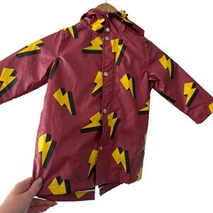 Whistle & Flute Burgundy Lightening Bolt Rain Jacket 12/18 Months